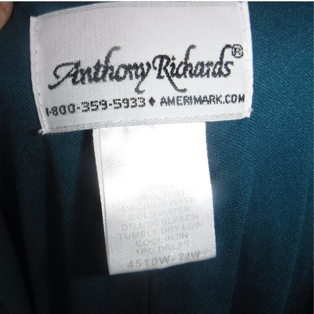 Anthony Richards Teal Floral Chiffon Midi Dress Flutter Sleeve V-Neck 22W - Picture 4 of 11